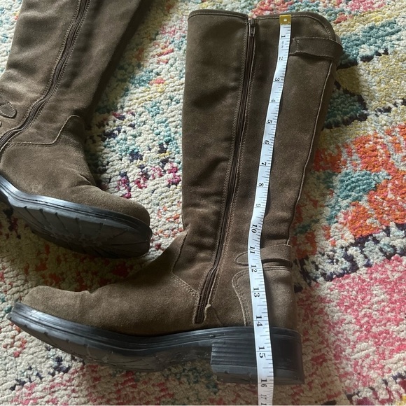 $600 LA CANDIENNE GOLDEY SUEDE BOOT STONE BROWN BUCKLES KNEE high size 8 - Picture 5 of 7